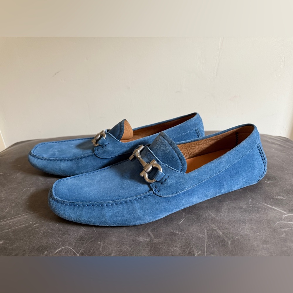 Ferragamo, Men’s Blue Suede Loafer, size 13